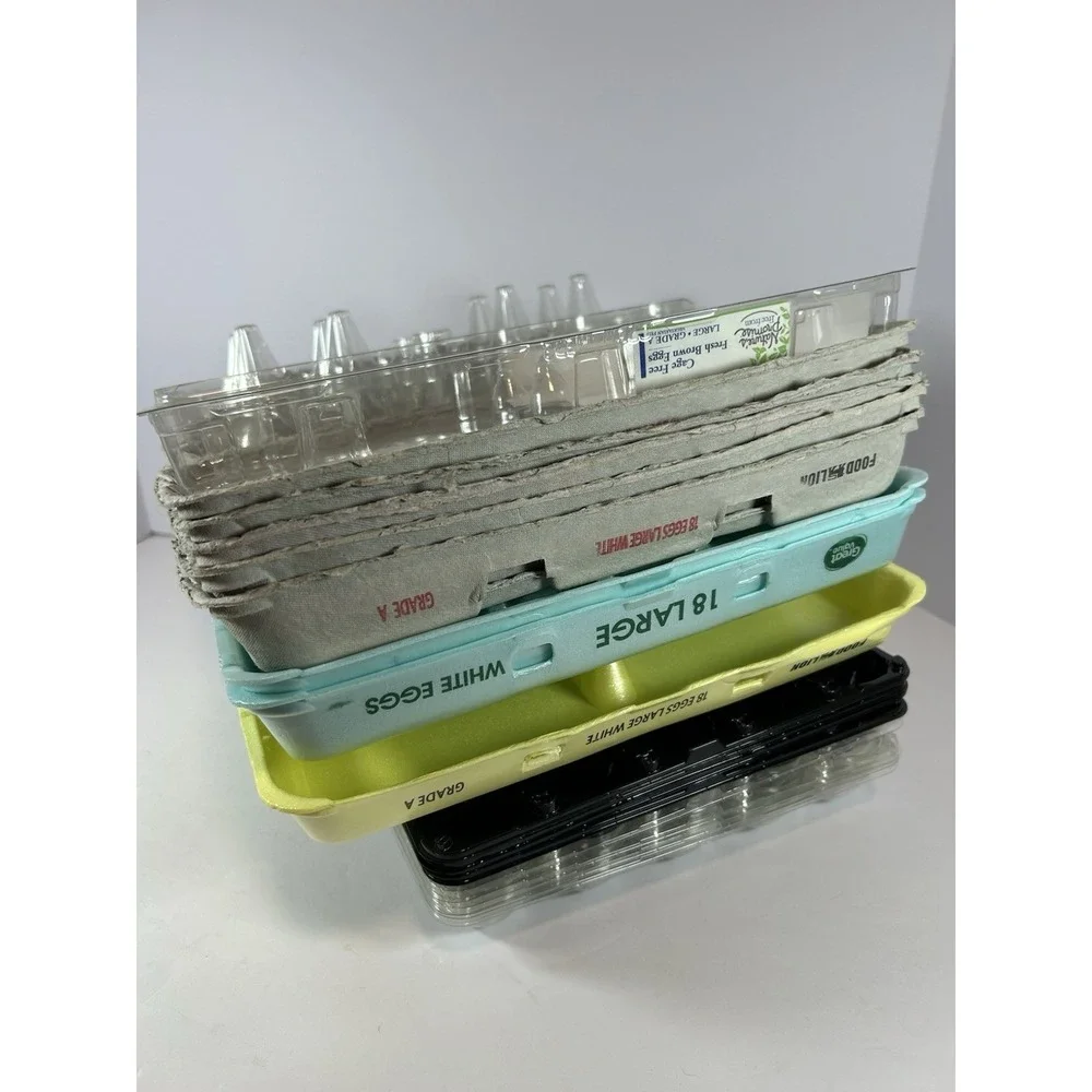 Lot of 14 Empty Egg Cartons Clean 5 Plastic 30 Ct, 9‎ Paper/Foam 18 Ct